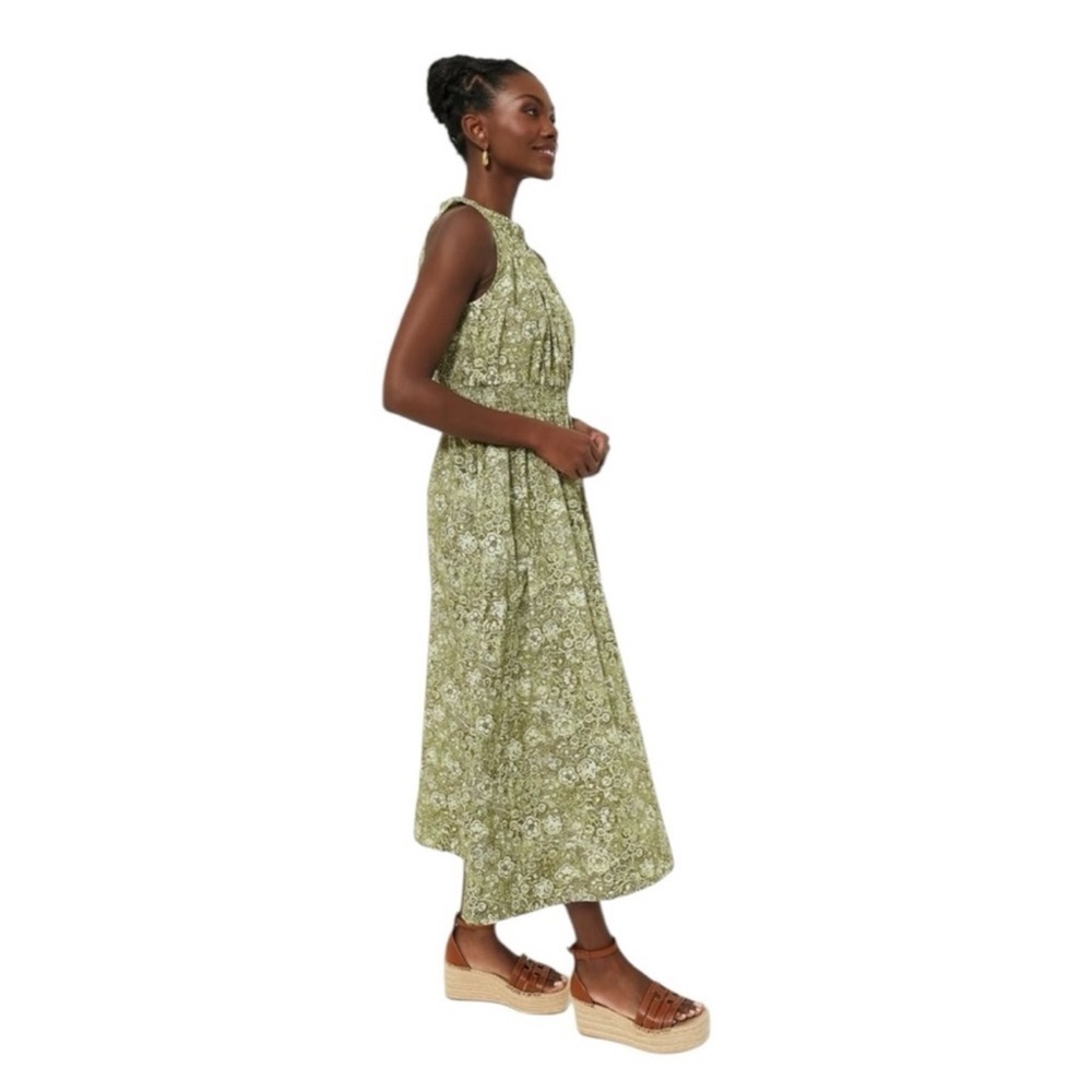 Tuckernuck Bergamot Floral Walker Dress M NWT Green Cotton Midi w Pockets - Picture 2 of 10